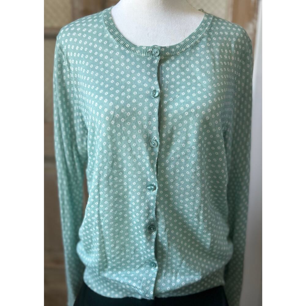 Women Loft Cardigan, Green, Floral, Size L